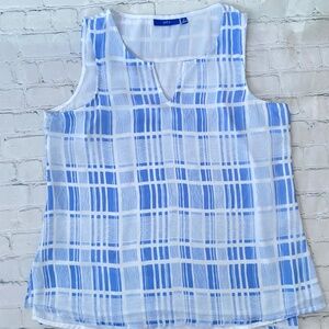 Apt. 9 Blue & White Sleeveless Lined Blouse. Size Medium